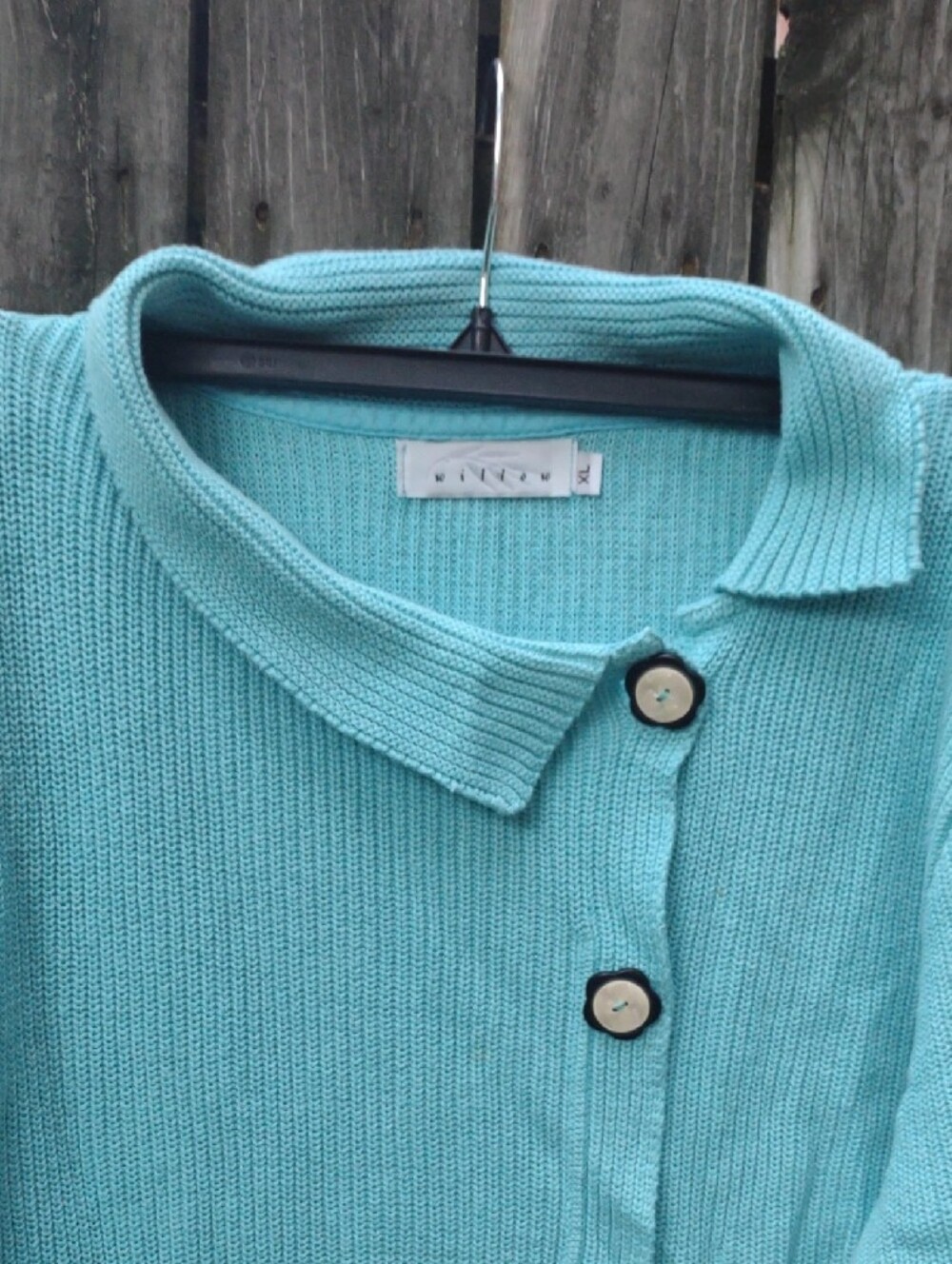 Willow Aqua Button-Front Women's Cardigan - Picture 6 of 10